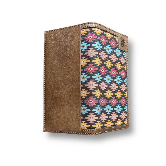 Red Dirt Hat Co Rodeo Wallet Genuine Leather Aztec Print Western Brown Bifold - Picture 5 of 7